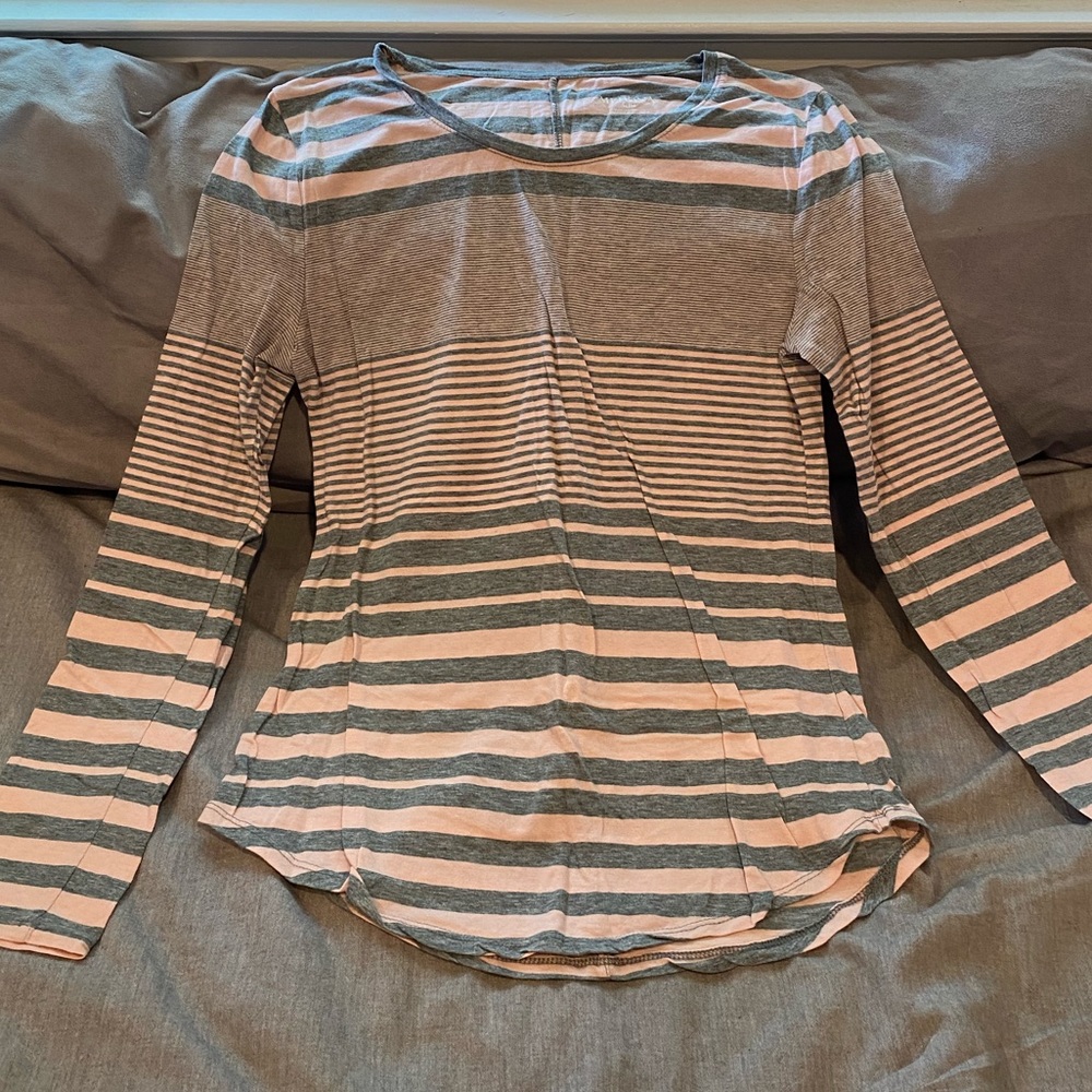 Merona Pink and Grey Striped long Sleeve T-Shirt